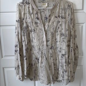 Anthropologie botanical print blouse